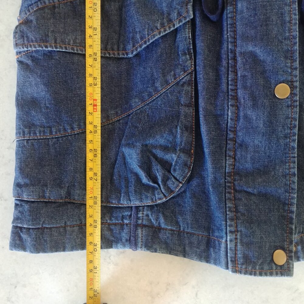 Desigual cotton denim embroidered parka style jacket blue quilted sleeves 10 - Picture 14 of 16